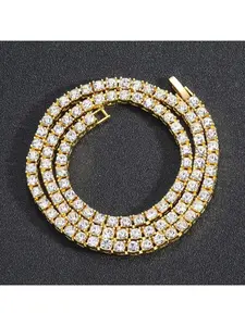 Three-tone Heavy-duty Full-diamond Tennis Chain | Unique and Exclusive Luxury Texture | Versatile Must-have Necklace for Trendsetters and Hot Girls