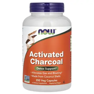NOW Foods Activated Charcoal, 200 Veg Capsules (280 mg per Capsule)