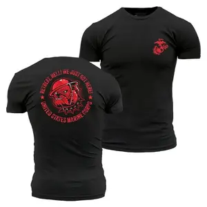 US Marine Corps Bulldog Tactical Shirt Retreat Hell We Just Got Here Tee Patriotic Military Graphic T-Shirt Veteran Marine Gift USMC Bulldog Shirt Tactical Tee for Men