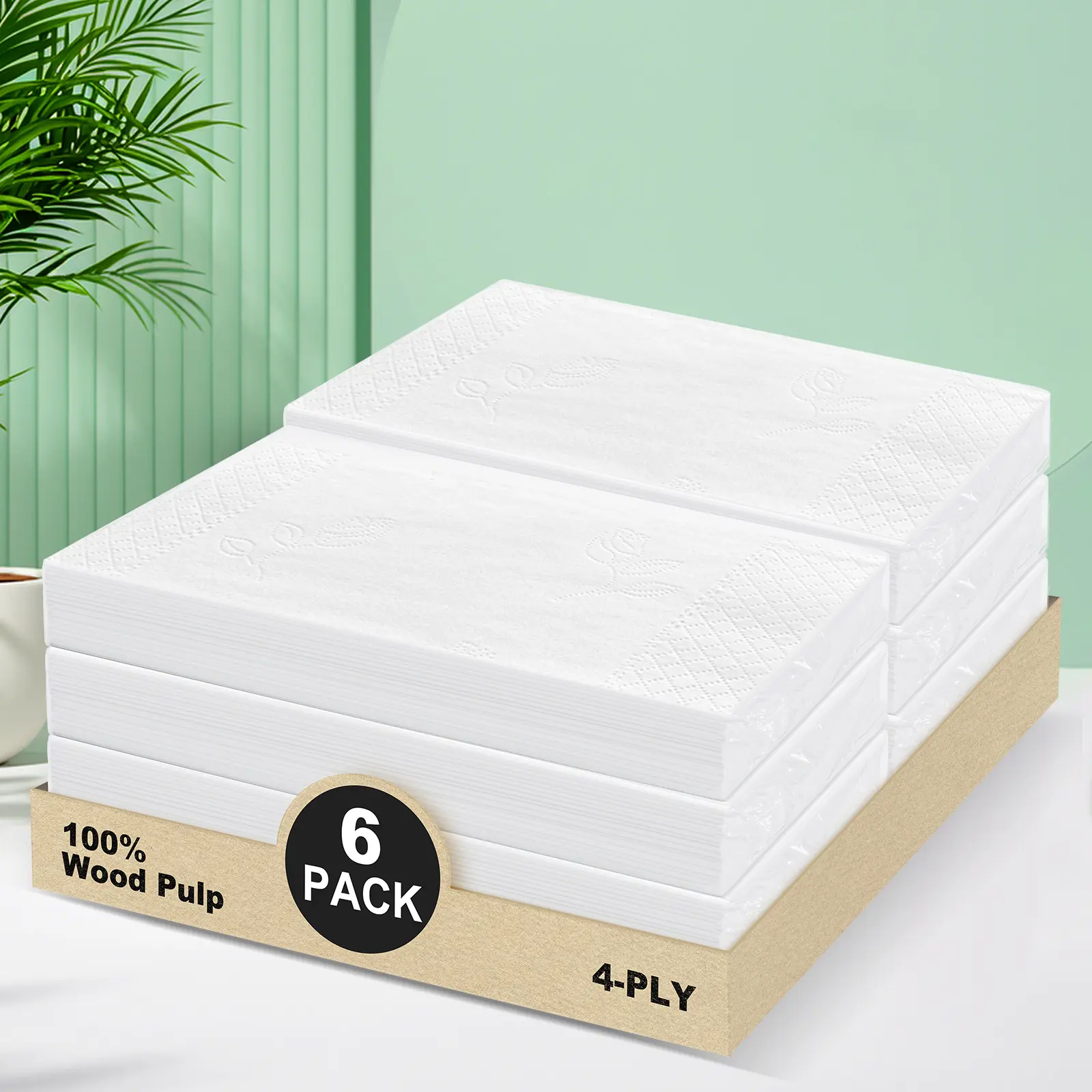 4-Ply Car Tissue Refills (720 Layers) - 6 Pack Travel Size Tissues, Soft & Strong Disposable Facial Tissues for Car, Office, Home - 180 Sheets