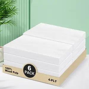 4-Ply Car Tissue Refills (720 Layers) - 6 Pack Travel Size Tissues, Soft & Strong Disposable Facial Tissues for Car, Office, Home - 180 Sheets