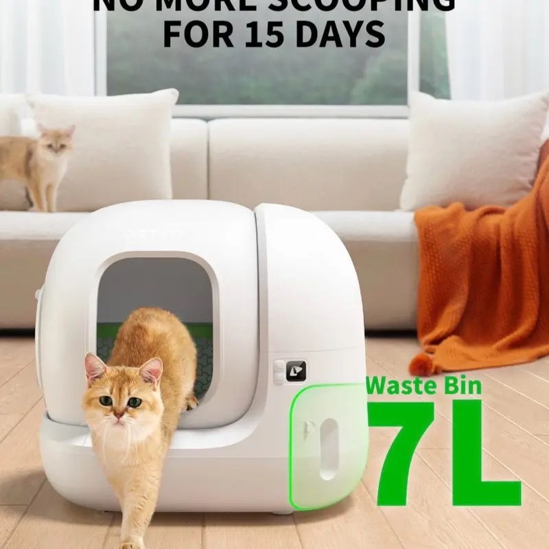 PETKIT PuraMax2 Self-Cleaning Cat Litter Box, Automatic Poop Cleaner with Odor-Control Spray, Odor Lock, Built-In Trash Bags, Dust-Free, Clumping Litter Tray Accessory
