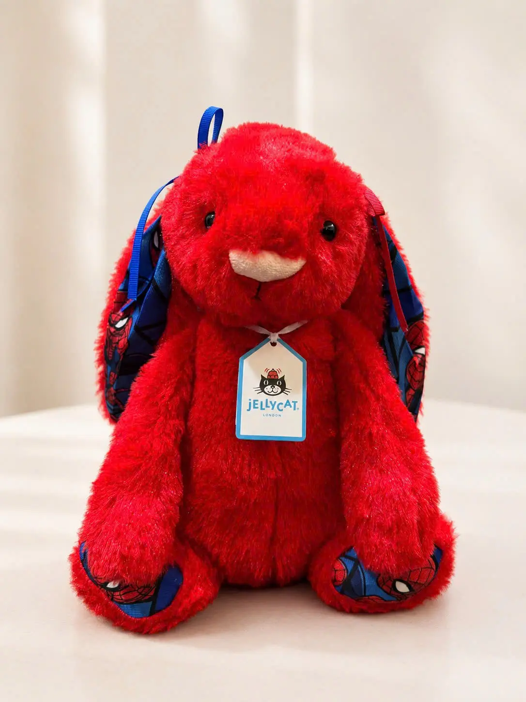 Jellycat Spider Gray & Red Bunny Plush with Spider Print Ears, Soft Long-Ear Stuffed Animal, Cuddly Rabbit Toy, Birthday Gift for Kids & Collectors