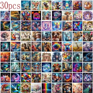 10pcs/20pcs/30pcs Diamond Painting Kit, Animal & Human Patterns, Full Drill Art Set for Wall Decor, Beginner-Friendly DIY Craft Gift, Diamond Art Tools  Random style