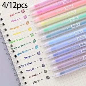 Random Color Gel Pen, 4/12pcs/set Colorful Writing Pen, Students Stationery for Home School and Office, Coloring Supplies