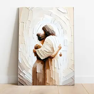 Jesus Embracing Woman Canvas Poster - "I Will Walk With Christ" - Meaningful Christian Easter Gift - Inspiring Religious Wall Art