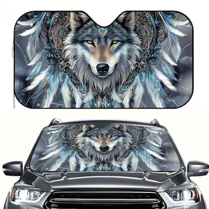 1pc Wolf Dream Catcher Phantom Print  Sunshade – Windshield Sun Shade, Fashionable Design, Keeps Your  Cool, Includes 4 Suction Cups, Foldable & Convenient, Ideal for Cars, SUVs & Trucks