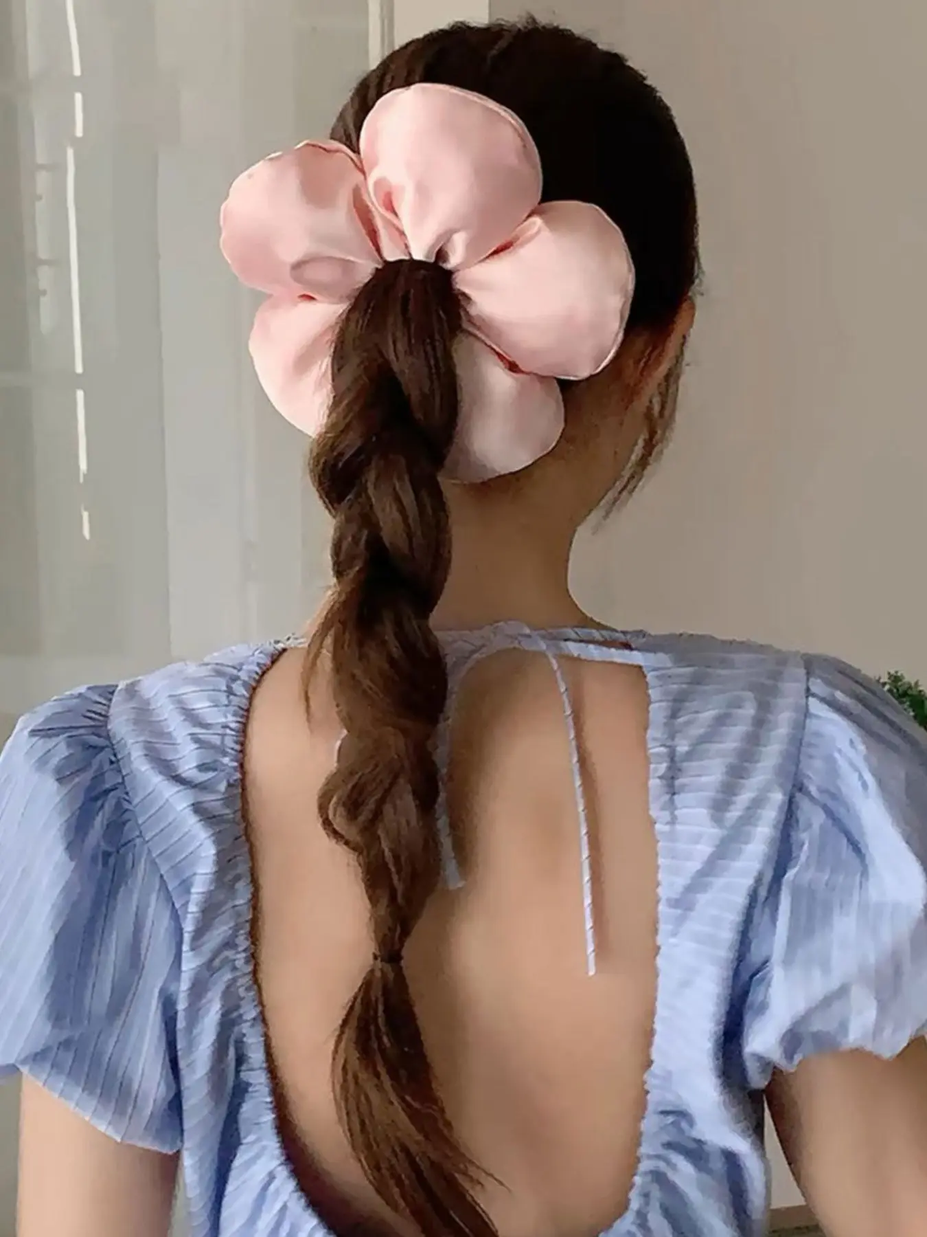 European and American Fashion Oversized Flower French Hair Loop for Vacation Atmosphere Soft Sponge Solid Color Versatile Simple Hair Tie, All Seasons Style Cute Floral Scrunchie, Scrunchies for Hair Cute Hair Ties