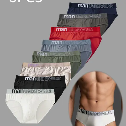 Men's 8-Piece Briefs Set, Casual Fitted Briefs, 8 Different Colors, Comfortable Lightweight Fabric, Breathable for Sleep and Daily Use, Underwear