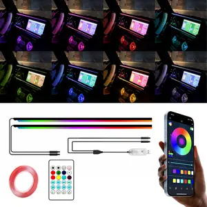 LED wireless car ambient light 110cm × 2 remote control&APP, USB charging instrument panel cold light