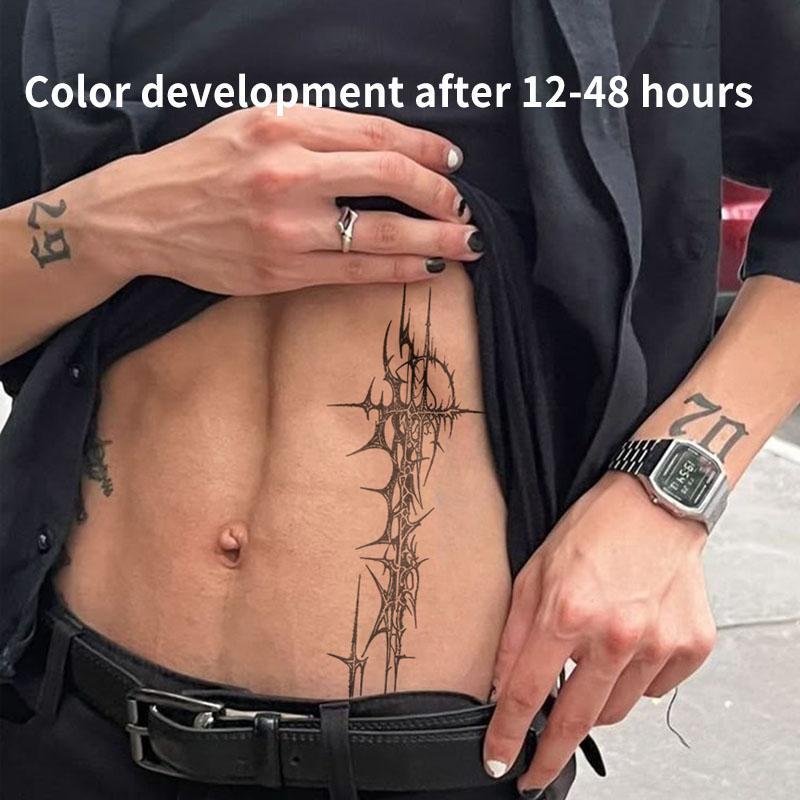 Cross Design Temporary Tattoo Sticker, 1 Count Waterproof Long Lasting Fake Tattoo Sticker, Body Art Sticker for Women & Men, Body Fake Tattoos