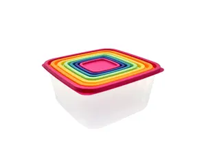Plastic Rainbow Food Storage Set, Multi-Color, 14 Pieces
