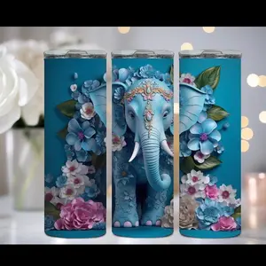 Embroidered Elephant Tumbler Cup