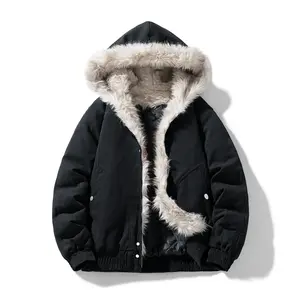 Men's fur collar hooded jacket cotton coat, thick and warm winter coat, suitable for cold weather, comfortable and breathableRAIMENTRY