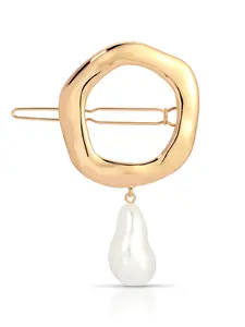 Open Circle Pearl Barrette