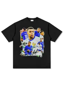 Kylian Mbapp é Men's T-shirt Football France Team Summer Men's Shirt Commemorative Shirt Loose and Comfortable Summer Unisex Fashion Retro Large Short Sleeve Top Soft and Skin friendly Suitable for Both Men and Women Four Seasons Universal Couple Gift