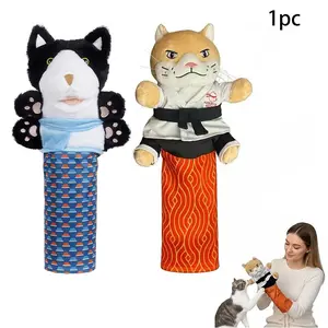 Interactive Karate Kitty Puppet Costume Cat Wrestling Toy with Protective Arm Sleeve & Biting Hand - Fabric Kitten Boxing Arm Wrestling for Breed Cats, for Simulation Play (No Training) - Cat Supplies