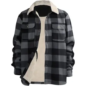Jackets for Men Flannel Zipper Fleece Sweatshirt Heavy Lined Warm Winter Coats Big Tall