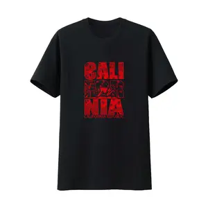 California Republic Red Bandana Print Crew Neck T-Shirt  Cotton Knit Fabric, Street Style Regular Fit Unisex Tee for All Seasons, Slight Stretch, Cartoon Pattern, No Details - For Adults,Made in USA Menswear Top