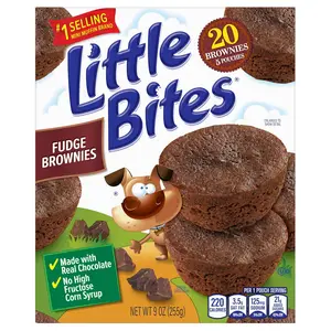 Little Bites Fudge Brownies, 5 individual packs, (1.8 oz each), Made with Real Chocolate Mini Muffins, 9 oz Multipack
