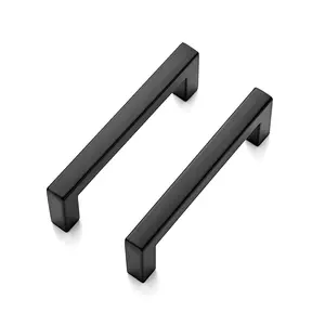 Ravinte Slim Square Bar Drawer Handles for Kitchen Cabinet Hardware Matte Black Clean Look Sturdy