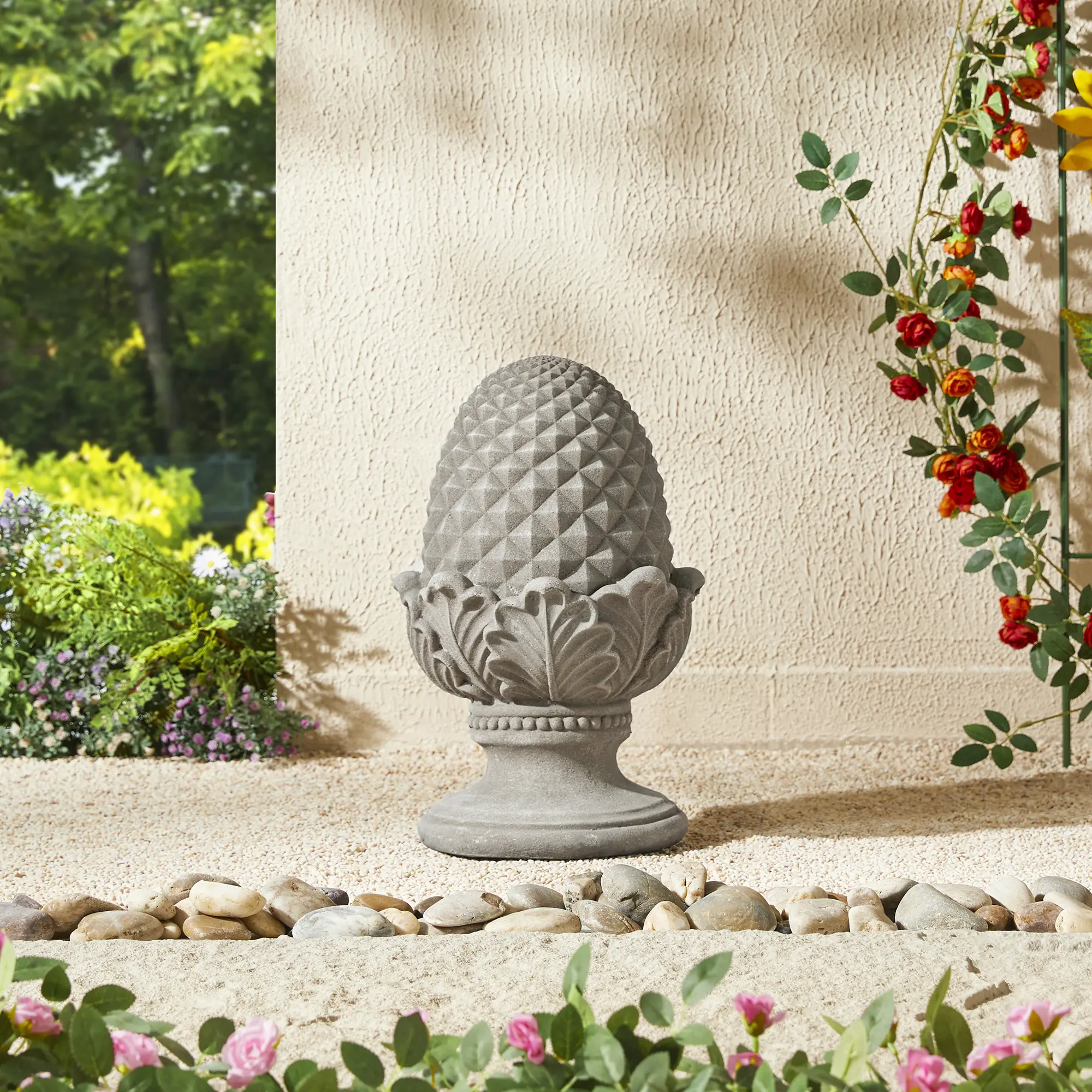 Glitzhome 16.5"H MGO Artichoke Garden Statue