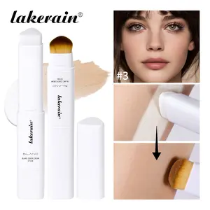 Lakerain 2 Counts Concealer Foundation Stick, White-to-Skin Tone Magic, Longwear Makeup, Waterproof Multi-Use Concealer Foundation Hybrid, with V-Shaped Brush for Quick Application, Makeup Tool for Women Girls, Makeup
