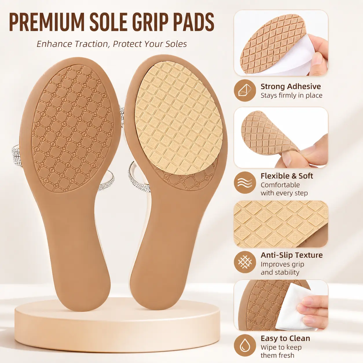 2 Counts Non-slip Shoe Sole Protector Pads, cuttable self-adhesive for anti-scuff wear protection on outsoles of various daily footwear