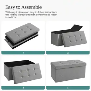 30 Inches Folding Storage Ottoman Bench, Storage Chest, Foot Rest Stool, Dark Gray,Black,Beige,Dark Blue,Light Taupe,Light Gray