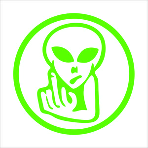 Alien Finger Circle Vinyl Decal / Sticker 2(TWO) Pack
