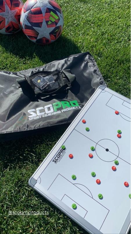 SCOPRO Travel Soccer Coaching Bundle - 16x12 Double Sided Dry Erase Magnetic Board with Carrying Case & 2 Sets of Numbered Magnets