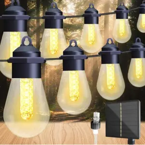 Solar Lights Outdoor Waterproof IP65 with 15 LED Edison Bulb Patio Lights String Lights 34FT Warm White Solar Powered for Bedroom Christmas Camping Wedding Birthday Backyard Gazebo Part