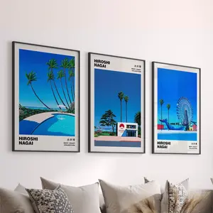 Hiroshi Nagai Set of 3 West Coast, collection Art Prints 90s Vintage, Illustrations Printable Japan Manga, Decoration Artistic Ornaments Room Photo
