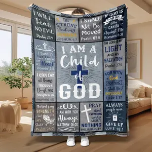 Faith-Based Blanket, Soft Flannel Material, Warm & Durable, Ideal Gift for Religious Believers, Perfect for Prayer & Home Decor, Slogan Print Blanket dark throw Cute Cartoon Highland Cow 6 day star Comfortable Tiger Skull game lola virgin mary worm