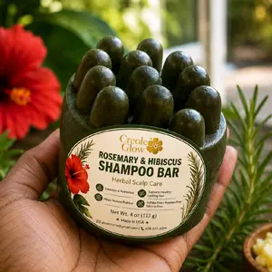 Creole Glow Rosemary & Hibiscus Shampoo Bar | Sulfate-Free Hair Growth Shampoo | Natural Scalp Care |