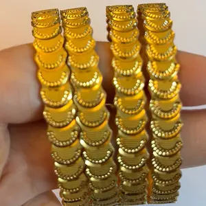 Gold Plated Bangles -4 Piece Traditional Look with Modern Touch. Elegant Design for Special Occasions. Gold Plated Bengal Jewelry Set Trendy Jewellery Accessories Trendy Fashionable Accessories