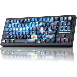 ZORNHER ZH870 Wireless Mechanical Gaming Keyboard Accessory, 80% Size with Starry Night Dye Sublimation PBT Keycaps, Pre-lubed Linear Switches, Hot-Swappable, RGB Backlit, Blue Custom Creamy Sound, Keyboard for Computers & Office Use, Keyboard Accessory K