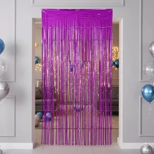 Adjustable Glittering Foil Fringe Curtain Decor - Multi-Size Shiny Tinsel Streamer Backdrop for Party, Wedding, Birthday & photo booth, Easy Install Tangle-Free Door Window Room Divider