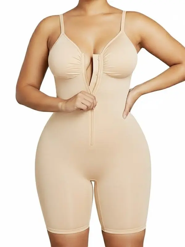 SHAPEFIT Shapewear for Women Tummy Control Bodysuits Zip-Up Comfort Ultra Stretch Fabric Customizable Fit Breathable Mesh Design Comfortable Fit