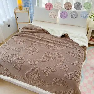 Luxury Soft Thick Warm Blanket with Butterfly Pattern, Warm Cozy Bedding Accessory for Home Decor, Perfect Gift Idea for Loved Ones