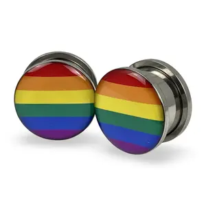 Rainbow Pride Picture Plugs gauges pair body jewelry LGBT
