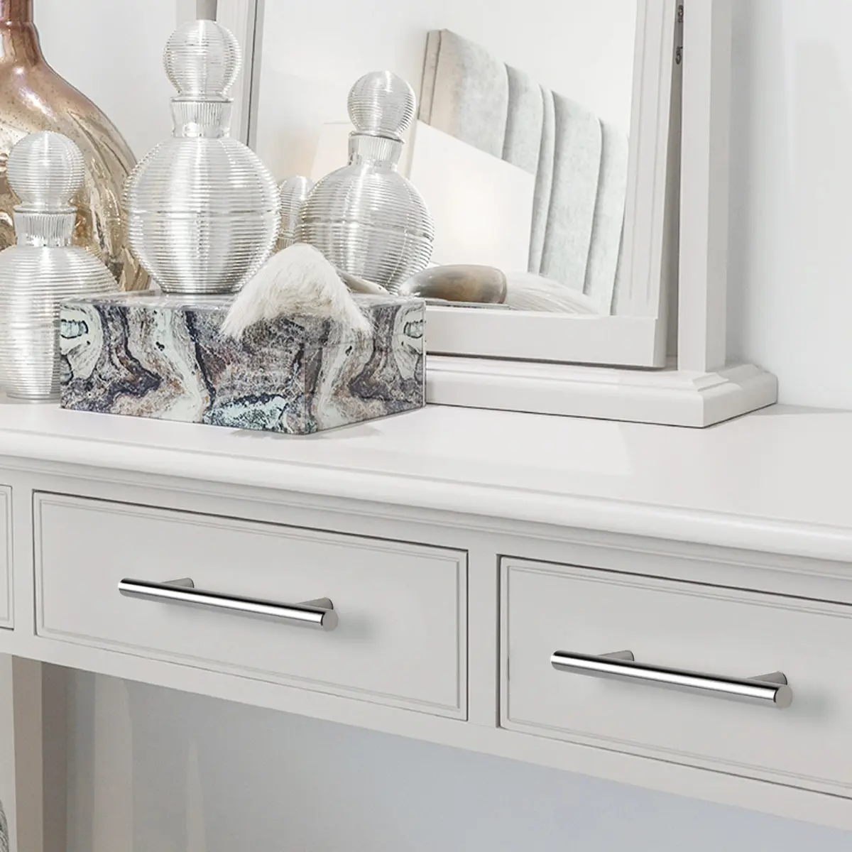 T Bar Kitchen Cupboard Handle Pulls Polished Chrome Finish Cabinet Drawer Knobs - 5 Packs