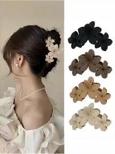 4pcs Women's Large Jasmine Hair Clip Set, Non-Slip Hair Claw Clips, Updo Hair Accessories, Suitable for Thick Hair, Casual Style, All Seasons