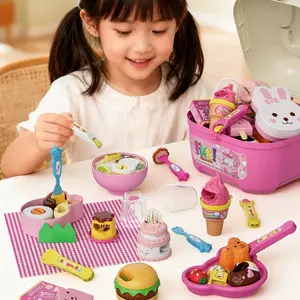 Little Bear Shape Pudding Feeding Set Pretend Play Early Education Lunch Box Pudding Toy Simulation Model Play House Toys Gifts