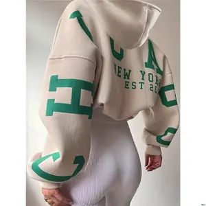 Text Hoodie INAWLY Short Length With Print