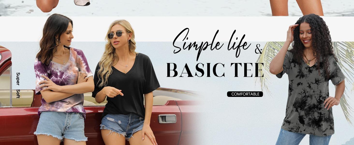 WIHOLL Womens T Shirts V Neck Short Sleeve Casual Loose Tees Tops 2025 Trending Now #Springtok SpringStatements