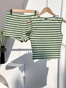 YULENA Green Ivory Lined Tank Duo Minimalist Summer Apparel Clean Beauty
