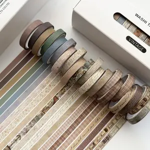 Festival Memorial Gift Set 20 Rolls Combination Journal Thin Tape Vintage Paper Tape Ancient Style Creative Decoration Scrapbook Materials Scrapbooking DIY