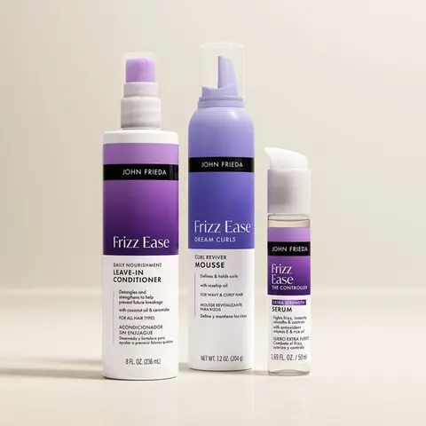 John Frieda Complete Curl Bundle, Daily Nourishment Leave-In Conditioner, Extra Strength Serum, Curl Reviver Mousse