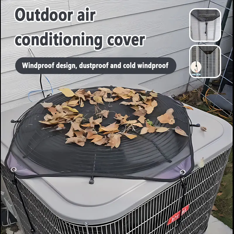 Springtok 1PC Heavy-Duty Mesh External Air Conditioner Dust Cover - Adjustable, 26" x 26"/81cm*81cm(32in*32in), Waterproof Ventilated Outdoor Unit Protection for Blocking Debris, Branches, Leaves